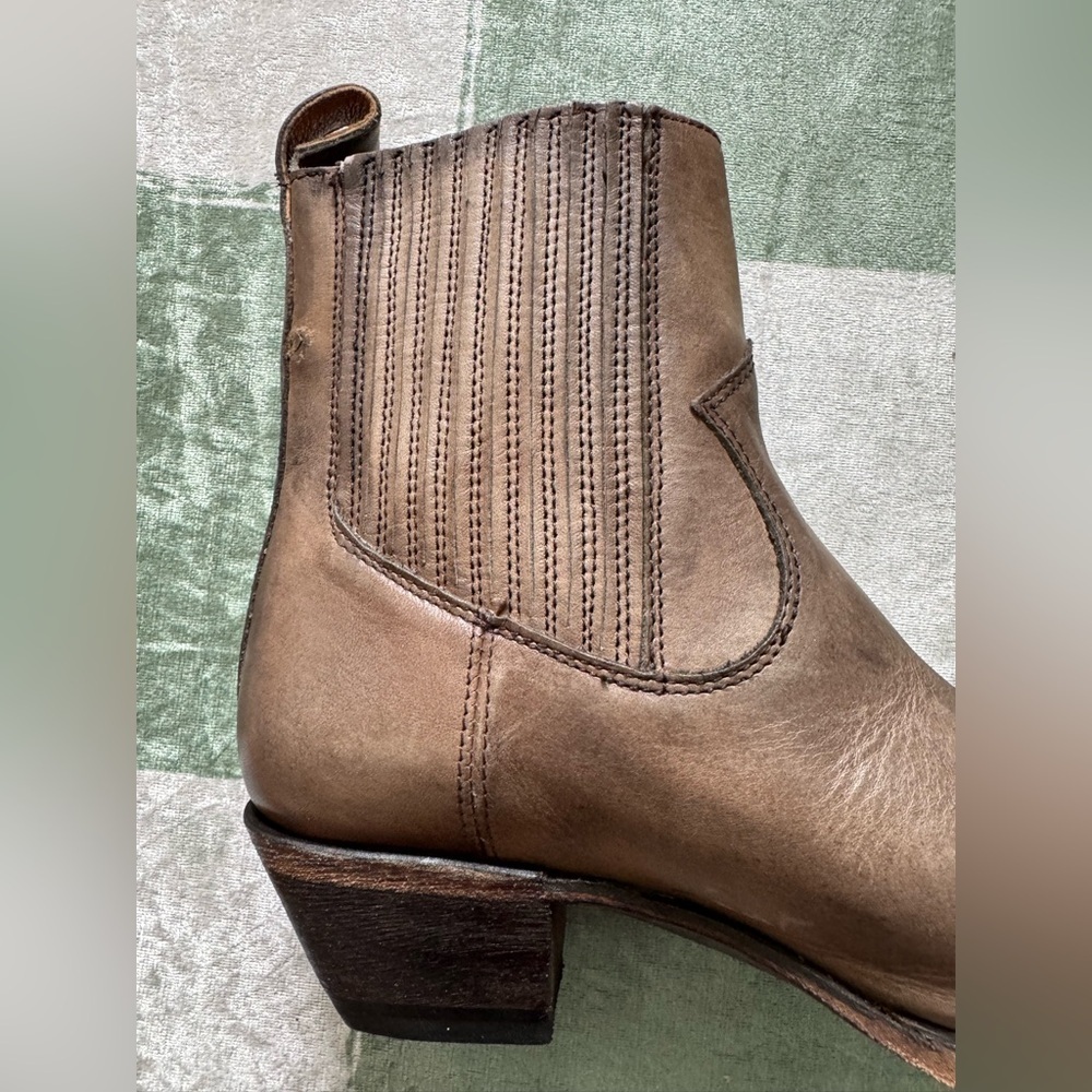 Frye Gray Leather Distressed Ankle Boots - Picture 7 of 12